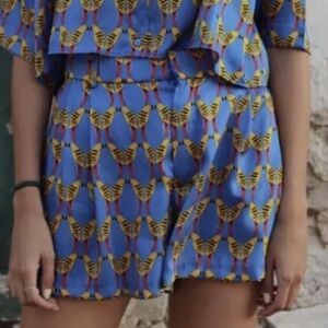 NWT Zara Parrot Satin Shorts